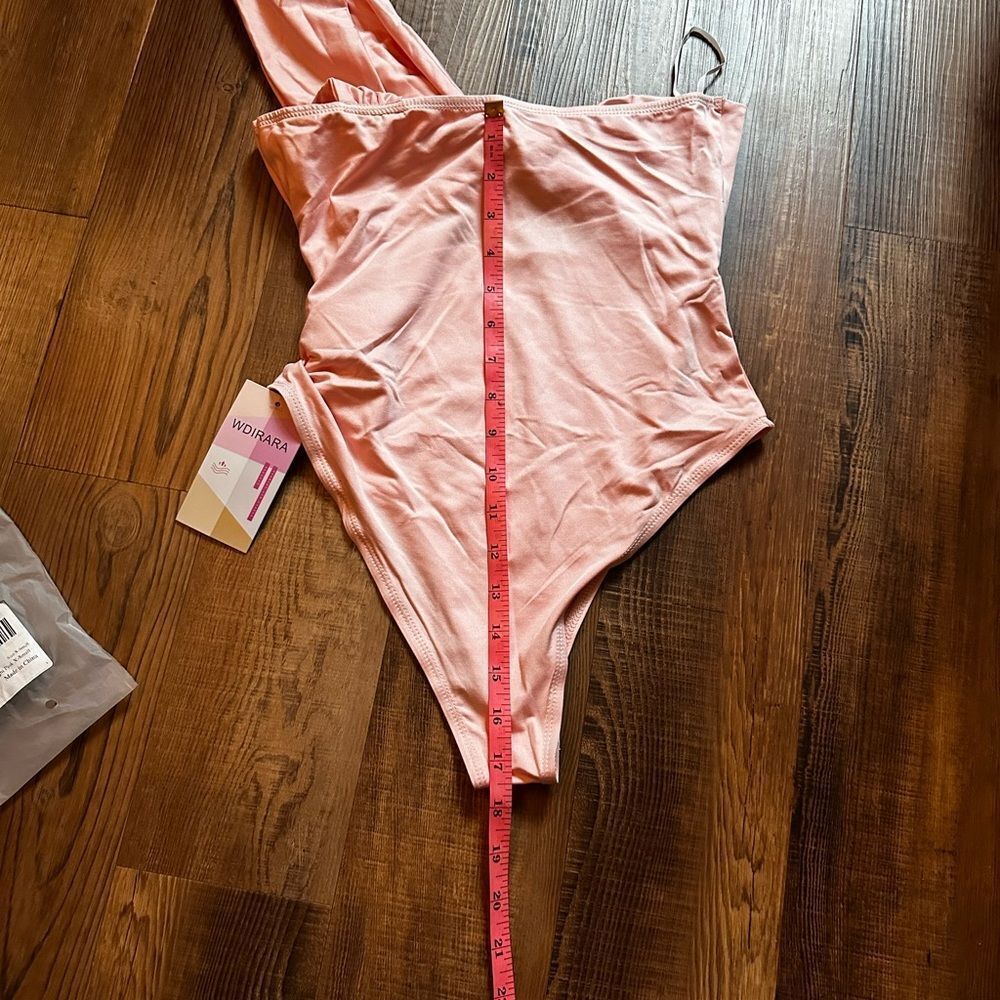 Elegant Pink One-Shoulder Women Top/bodysuit - Picture 5 of 10